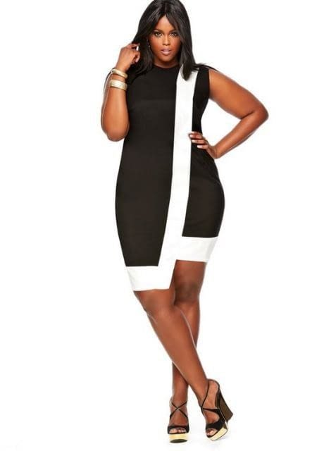 Contrast Colour Sleeveless Work Dress 
